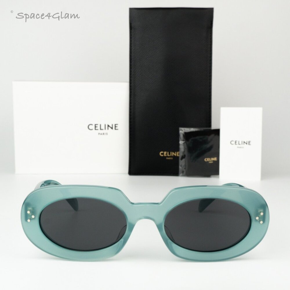 Celine Men Sunglasses CL40276U 3 DOTS 93N Light Green Grey Geometric BRAND NEW